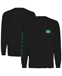 Sportiqe Men's and Women's Black Boston Celtics Wales Heavyweight Pocket Long Sleeve T-Shirt