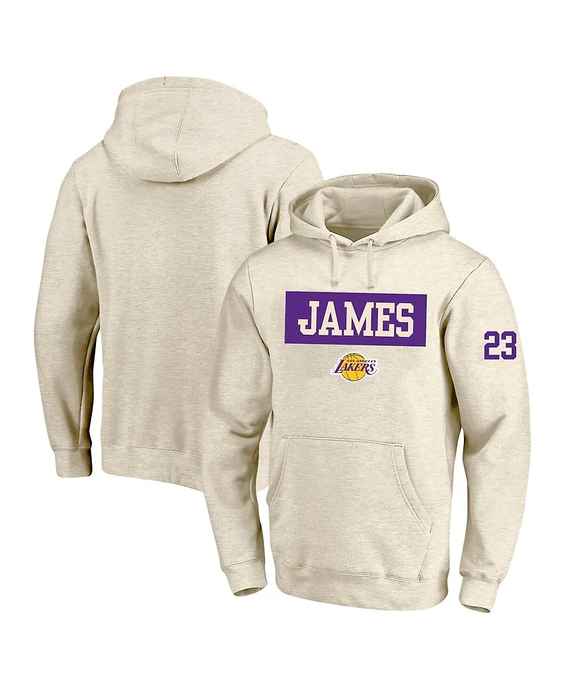 Profile Men's LeBron James Cream Los Angeles Lakers Big Tall Player Double Face Tri-Blend Pullover Hoodie