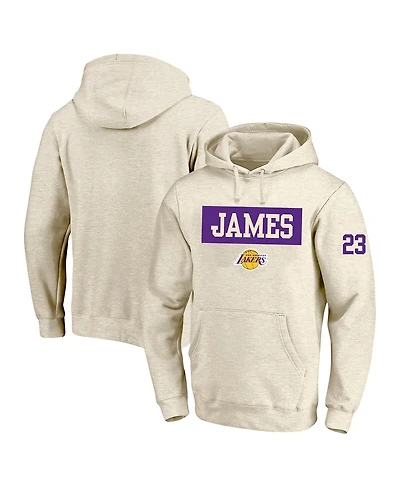 Profile Men's LeBron James Cream Los Angeles Lakers Big Tall Player Double Face Tri-Blend Pullover Hoodie