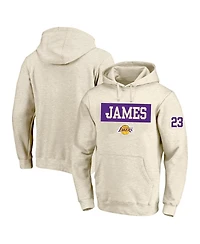 Profile Men's LeBron James Cream Los Angeles Lakers Big Tall Player Double Face Tri-Blend Pullover Hoodie