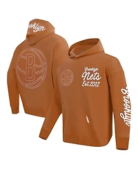 Pro Standard Men's Brown Brooklyn Nets Paint the City Drop Shoulder Pullover Hoodie