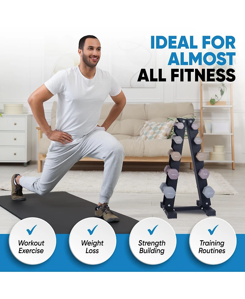 Bintiva Earthtone Dumbbell Kit With Stand