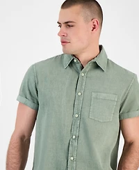 Sun + Stone Men's Blake Linen Chambray Short Sleeve Button-Front Shirt, Created for Macy's