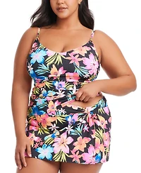 Bleu by Rod Beattie Plus Size Sweet Escape Shirred Scoop-Neck Underwire Tankini Top