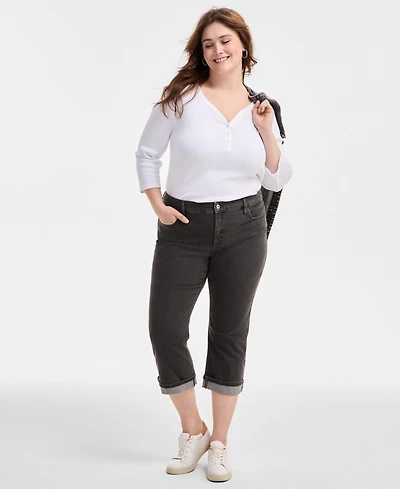 Style & Co Plus Size Mid-Rise Curvy-Fit Capri Jeans, Exclusively at Macy's