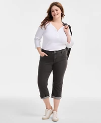 Style & Co Plus Size Mid-Rise Curvy-Fit Capri Jeans, Exclusively at Macy's