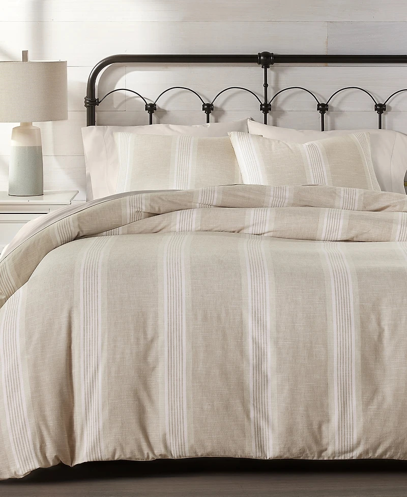 Charter Club Clifton Cotton/Linen Stripe 3-Pc. Comforter Set, Full/Queen, Exclusively at Macy's