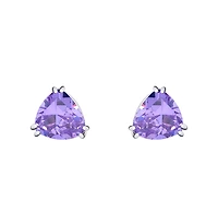 Bling Jewelry Triangle Shape Classic Large Statement 6CT Cz Solitaire Clip On Stud Earrings Rhodium Plated Brass Non Pierced 12MM