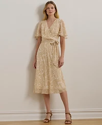 Lauren Ralph Lauren Women's Floral Belted Crinkle Georgette Dress