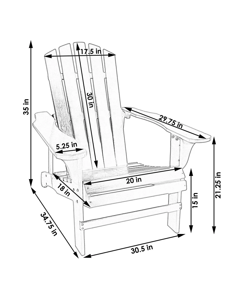 Fir Wood Painted Finish Coastal Bliss Outdoor Adirondack Chair