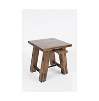 Cannon Valley Rustic Distressed Industrial Trestle End Table