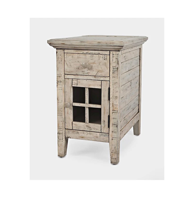Rustic Shores Distressed Acacia Usb Charging Chairside End Table