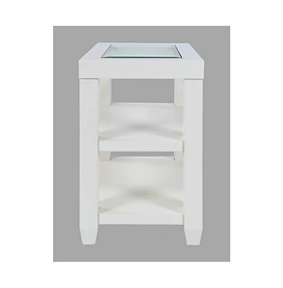 Urban Icon Contemporary Glass Inlay Chair Side End Table with Storage
