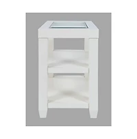 Urban Icon Contemporary Glass Inlay Chair Side End Table with Storage