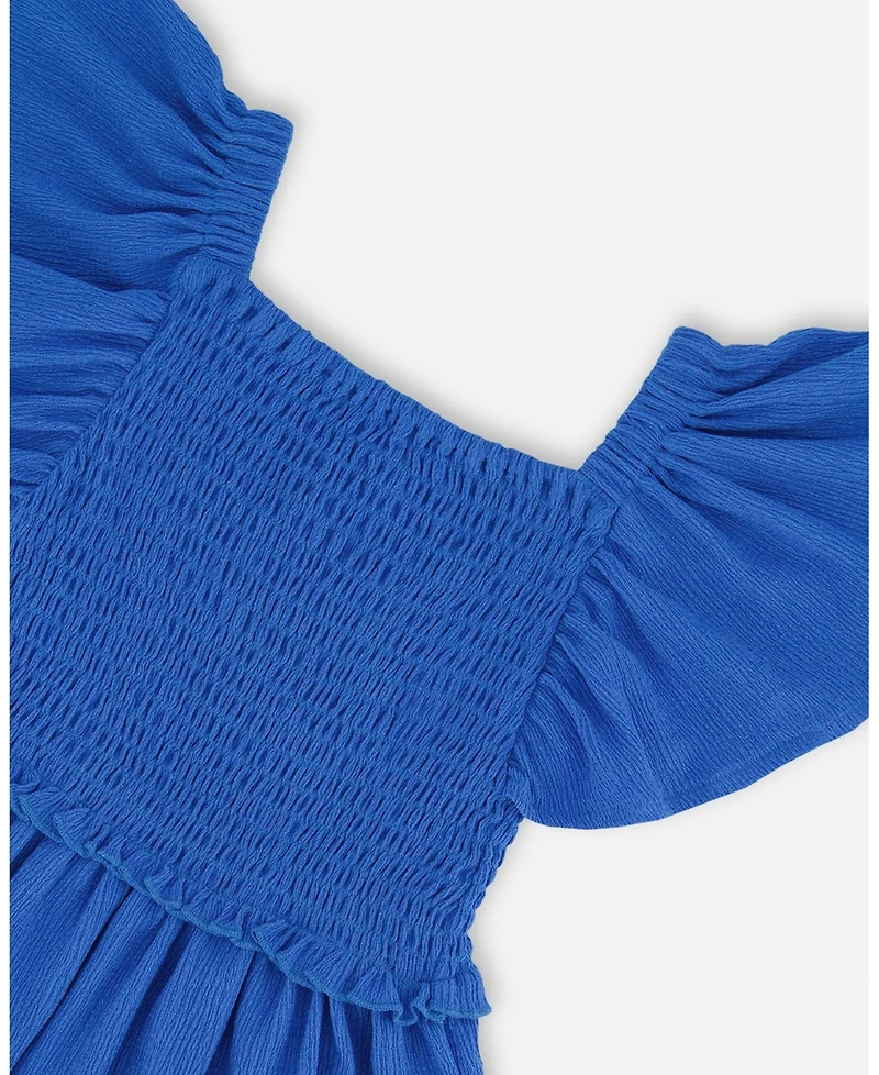 Deux par Deux Toddler Girls Textured Smocked Dress Royal Blue - Toddler|Child