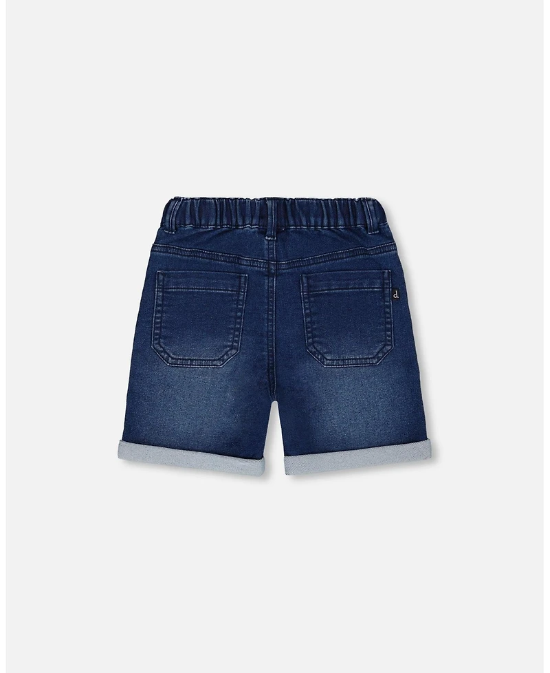 Deux par Deux Big Boys French Terry Denim Short Dark Denim Blue