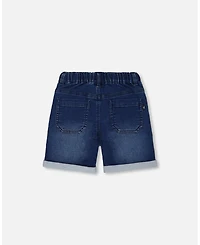 Deux par Deux Big Boys French Terry Denim Short Dark Denim Blue