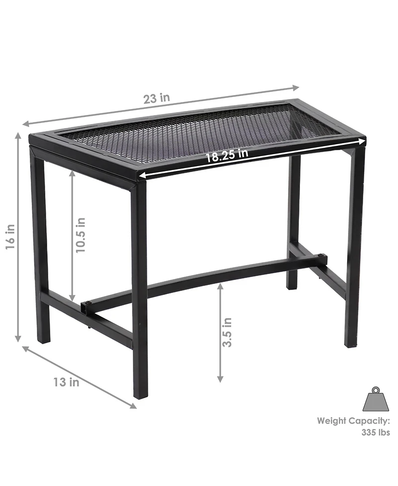 Outdoor Lightweight and Portable Metal Patio Side End Table or Backless Bench Seat with Mesh Top - 23"