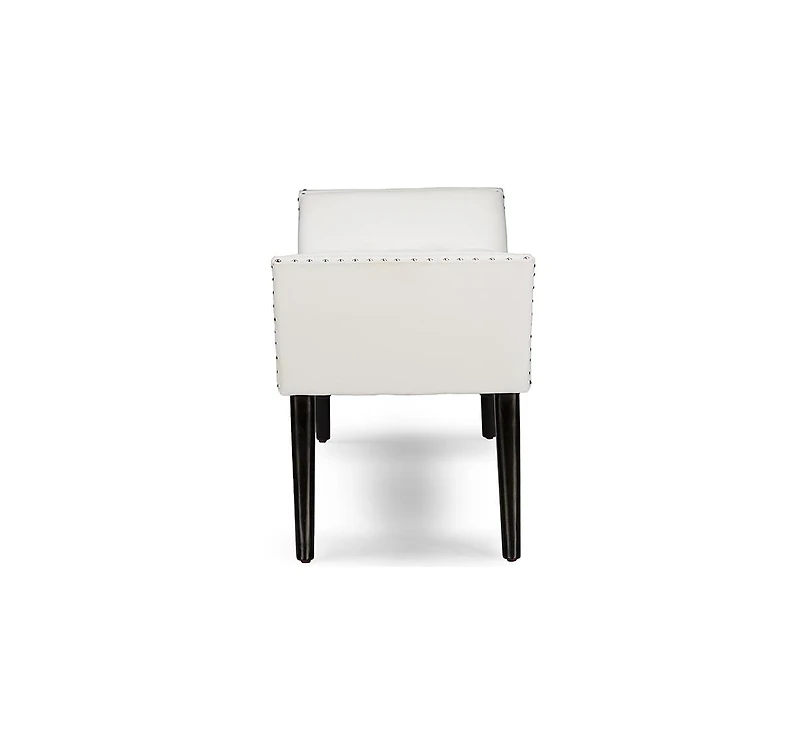 Baxton Studio Tamblin Modern and Contemporary White Faux Leather Upholstered Large Ottoman Seating Bench