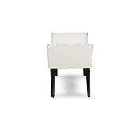 Baxton Studio Tamblin Modern and Contemporary White Faux Leather Upholstered Large Ottoman Seating Bench