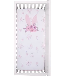 NoJo Flower Bunny Ears Cotton Nursery Photo Op Fitted Crib Sheet