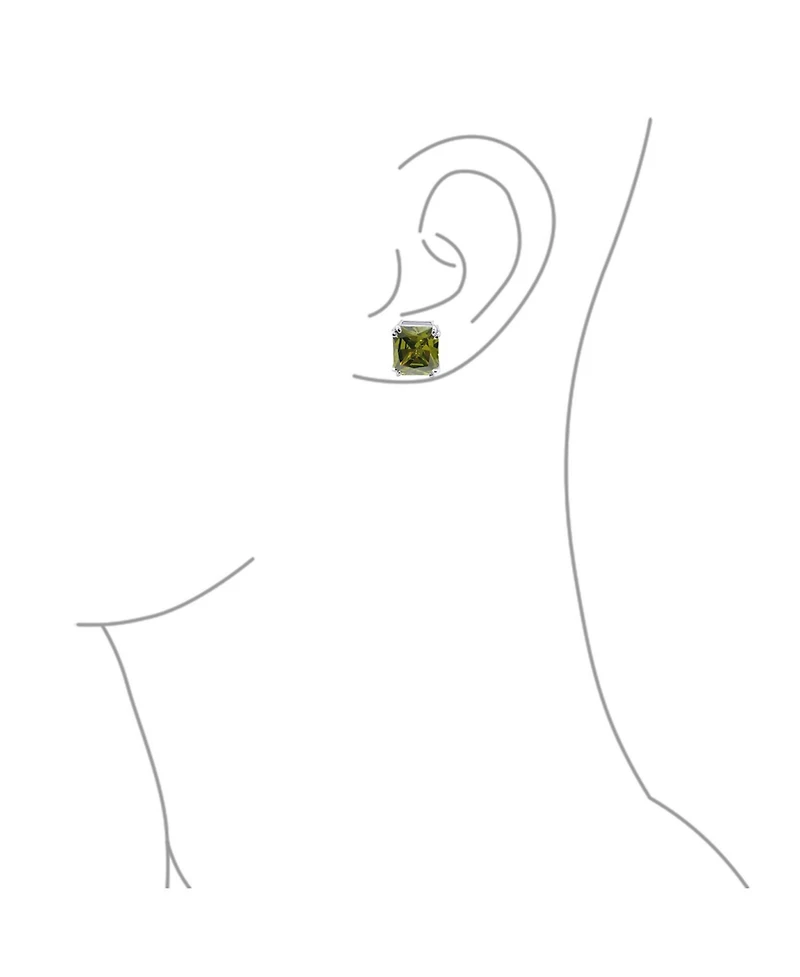 Bling Jewelry Rectangle Shape Statement 7CT Emerald Cut Cz Solitaire Clip On Stud Earrings Rhodium Plated Brass Non Pierced 14MM x 12MM