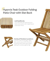 Outdoor Solid Teak Wood with Stained Finish Hyannis Folding Dining Chairs
