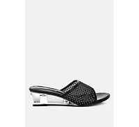 Tempra Mesh Clear Heel Wedge Sandals