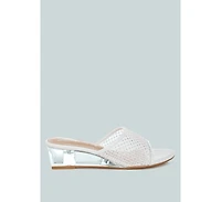 Tempra Mesh Clear Heel Wedge Sandals