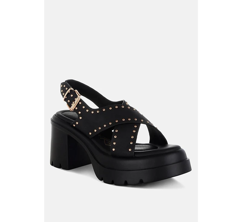 Nambo Stud Embellished Block Heel Women