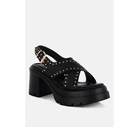 Nambo Stud Embellished Block Heel Women