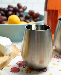 Rsvp International Stemless Stainless Steel Wine Glasses, Set of 2