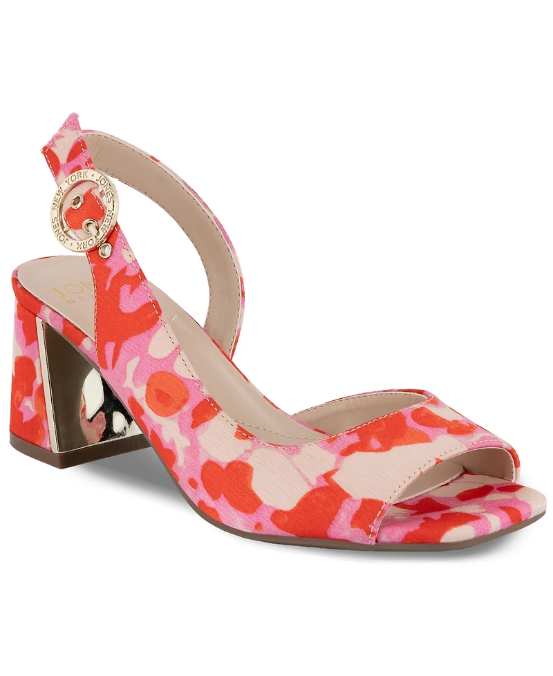 Jones New York Women's Ondree Slingback D'Orsay Peep Toe Block Heel Sandals