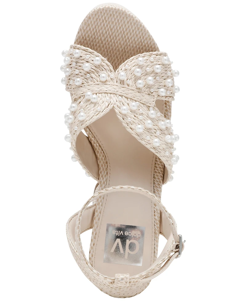 Dv Dolce Vita Women's Waylan Raffia Platform Crossband Dress Sandals