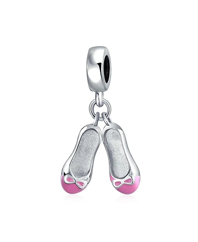 Bling Jewelry Pink White Prima Ballerina Charm Bead Sterling Silver European Bracelet