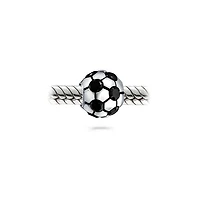 Bling Jewelry Black Cz Soccer Ball Mom Football Player Charm Bead Silver European Bracelet
