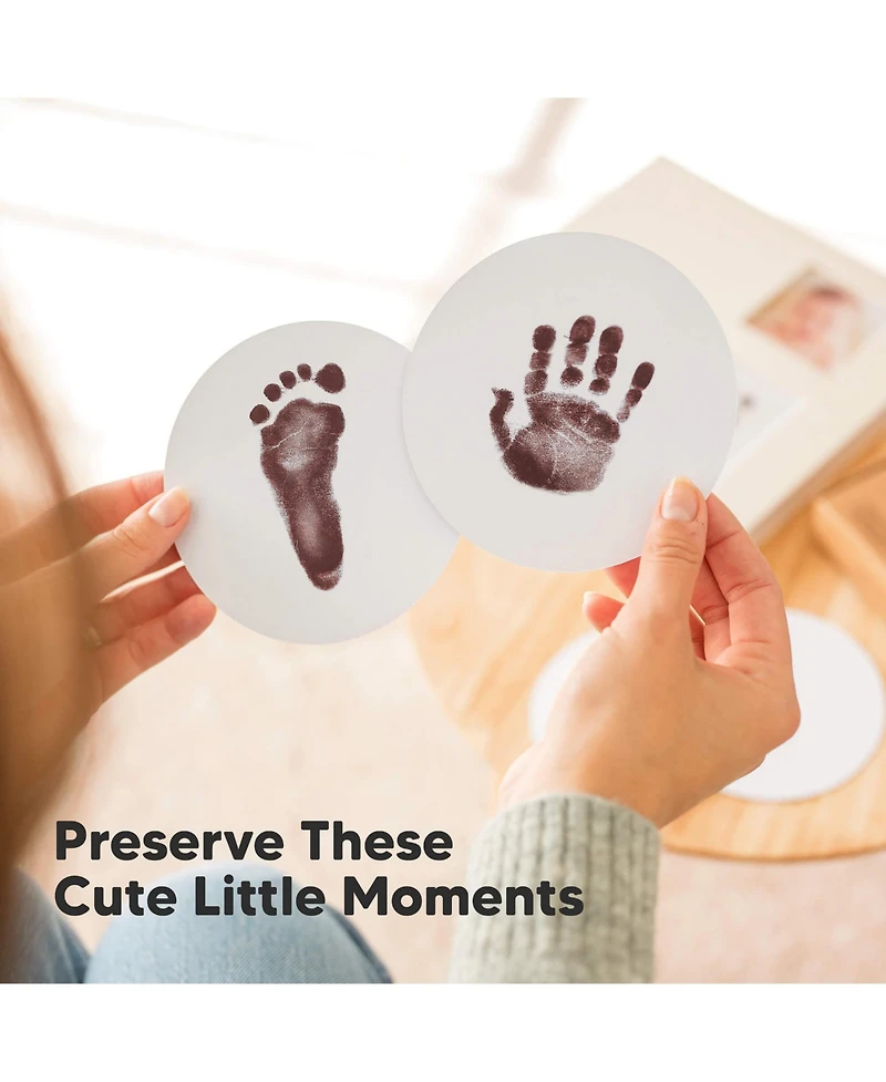 KeaBabies 2pk Round Inkless Ink Pad for Baby Hand and Footprint Kit, Clean Touch Dog Paw, Nose Print & Pet Safe