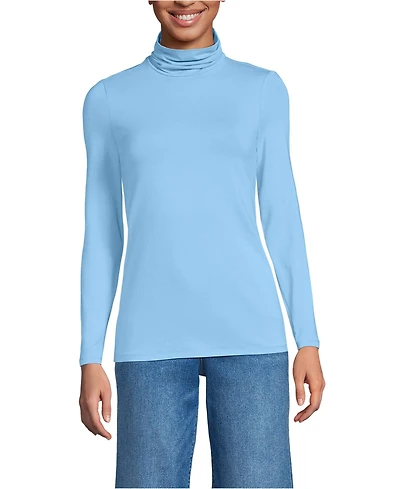 Lands' End Women's Lightweight Jersey Skimming Long Sleeve Turtleneck