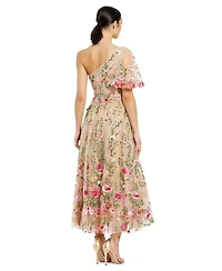 Women's One Shoulder Lace Embroidered Dress