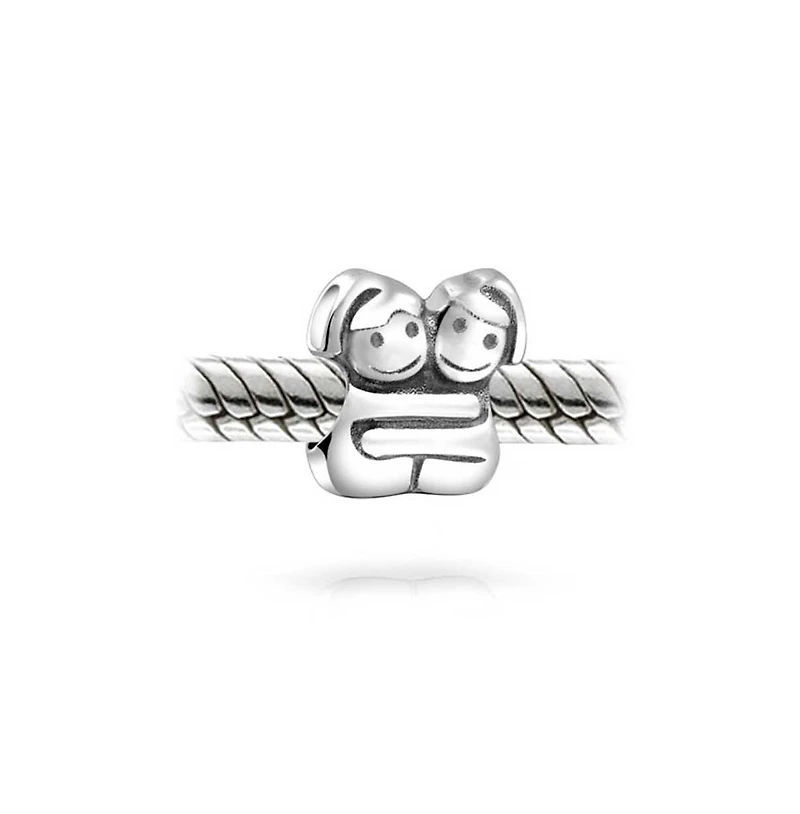 Bling Jewelry Bff Best Hugging Friends Forever Charm Bead Sterling Silver Bracelet