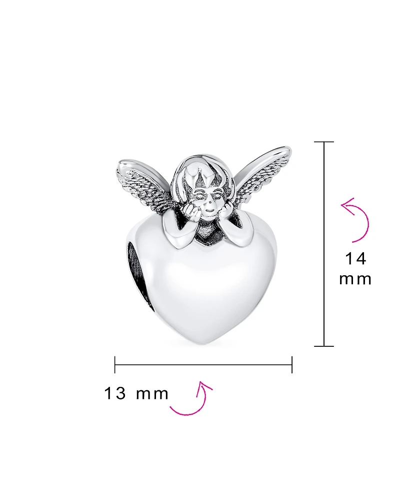 Bling Jewelry Initial Alphabet Bead Charm Fairy Angel Wings Heart Sterling Silver