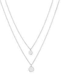 Lauren Ralph Lauren Sterling Silver Disc Pendant Two Row Necklace, 20" + 3" extender