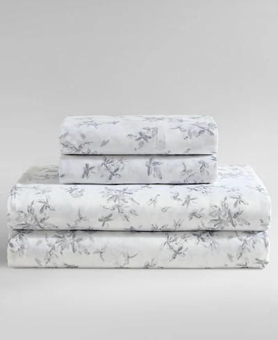 Closeout! Calvin Klein Printed 300-Thread Count Cotton Sateen 4-Pc. Sheet Set, King