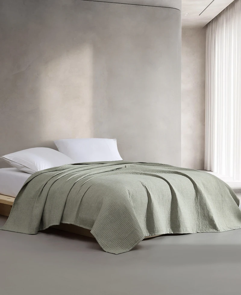 Closeout! Calvin Klein Mini Channel Stitch Solid 3-Pc. Quilt Set, Queen