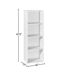 Hodedah 12 x 16 x 47 Inch 4 Shelf Bookcase and Office Organizer, White Finish