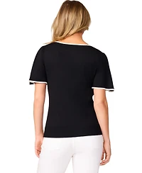 Melissa Paige Petite Boat-Neck Flutter-Sleeve Sweater