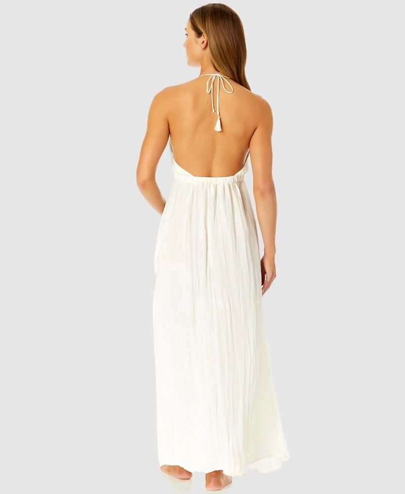 Ibiza Anne Cole Women's V-Neck Jewel Halter Maxi Cover-Up Dress