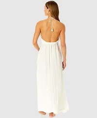 Ibiza Anne Cole Women's V-Neck Jewel Halter Maxi Cover-Up Dress