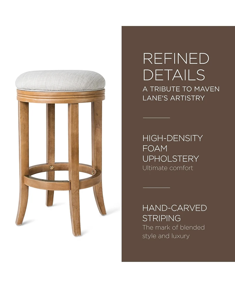Maven Lane Eva Counter Stool in Weathered Oak Finish, Sand Color, Set of 4