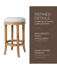 Maven Lane Eva Counter Stool in Weathered Oak Finish, Sand Color, Set of 4